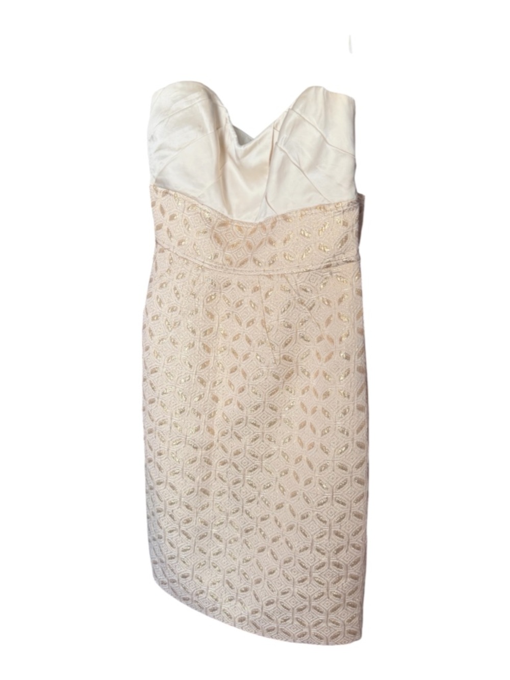 Gianni Bini Strapless Lace-Overlay Dress in Ivory and Gold